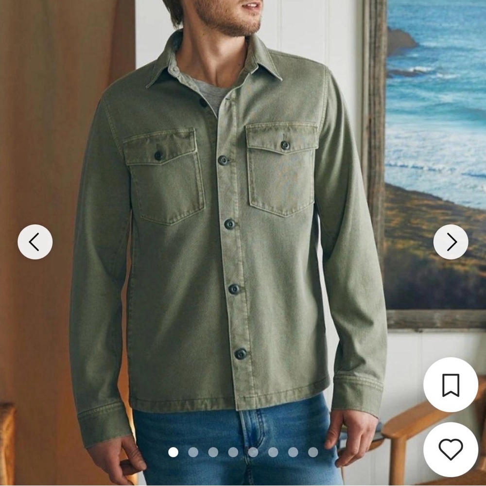 Faherty Sage Green Shirt Jacket